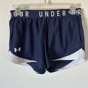 Under Armour Women's Athletic Gym Shorts in Navy and White